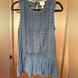 Knox Rose Embroidered Tunic, Beautiful Detail, Sleeveless, xs, Never Worn,Navy